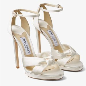 NEW Jimmy Choo Rosie Satin Sandals Wedding Bridal Shoes Ivory 39.5 NIB